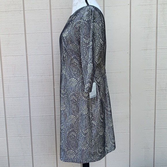 eliza J Metallic Lace Sheath Dress - Gun Metal - Picture 7 of 15